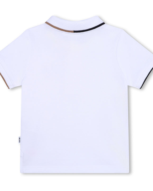 White Striped Collar Logo Polo