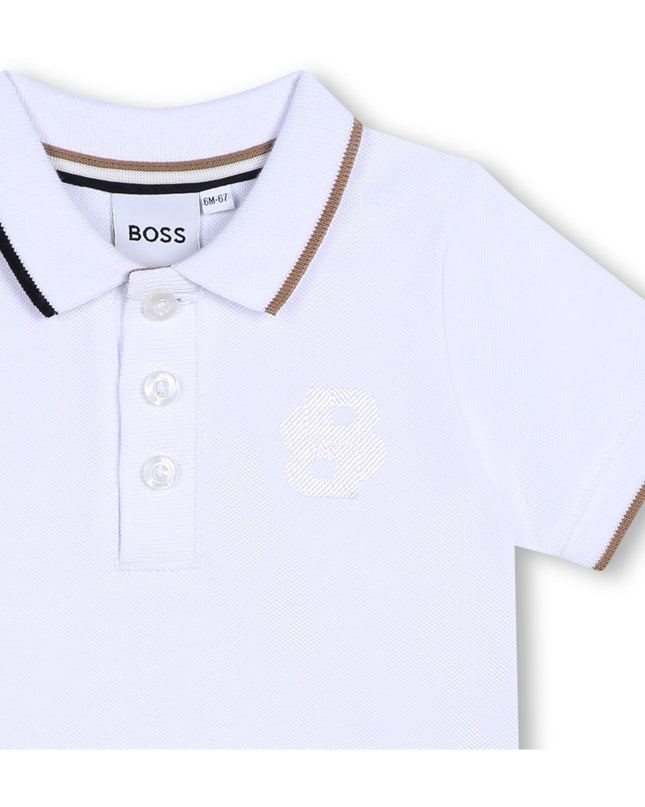 White Striped Collar Logo Polo