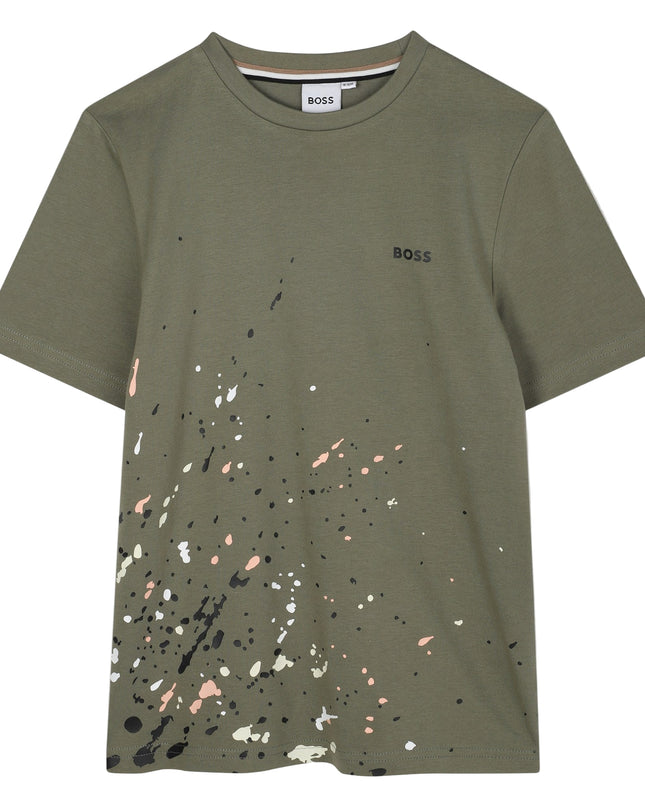 Kids Atelier-Boss-Olive Green Short Sleeves T-Shirt