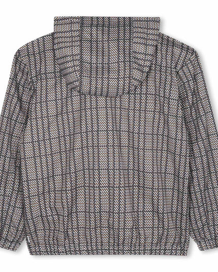 Kids Atelier-Boss-Boys Black, Beige & White Checked Windbreaker