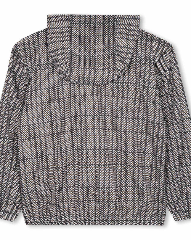 Kids Atelier-Boss-Boys Black, Beige & White Checked Windbreaker