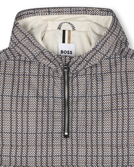 Kids Atelier-Boss-Boys Black, Beige & White Checked Windbreaker