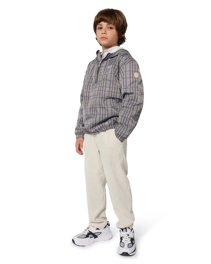 Kids Atelier-Boss-Boys Black, Beige & White Checked Windbreaker