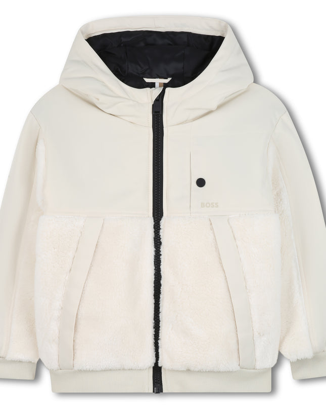 Kids Atelier Boss Cream Hooded Jacket with Plush Panels