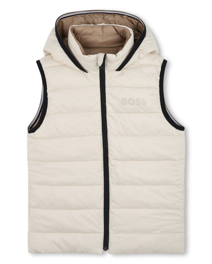 Kids atelier-Boss-Beige Reversible Puffer Jacket
