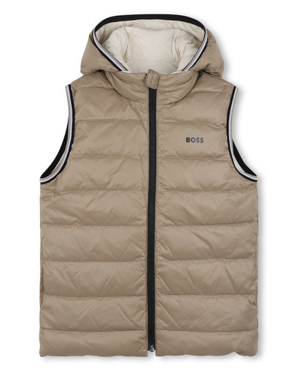 Kids atelier-Boss-Beige Reversible Puffer Jacket