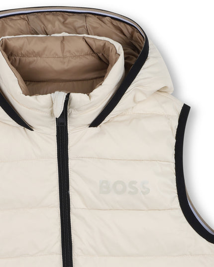 Kids atelier-Boss-Beige Reversible Puffer Jacket
