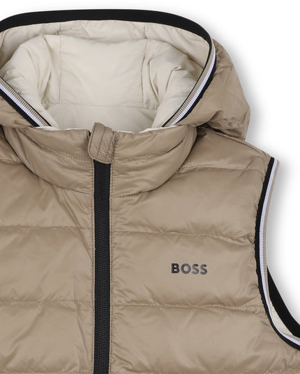 Kids atelier-Boss-Beige Reversible Puffer Jacket