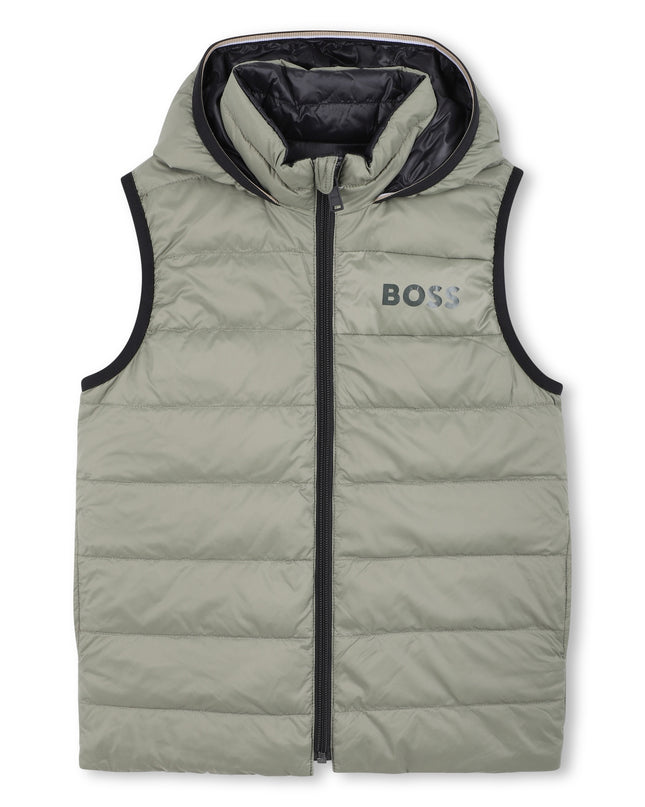 Kids atelier-Boss-Green Reversible Puffer Jacket