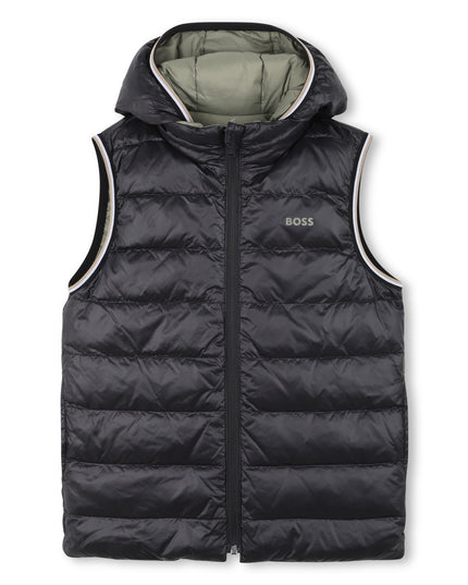 Kids atelier-Boss-Green Reversible Puffer Jacket