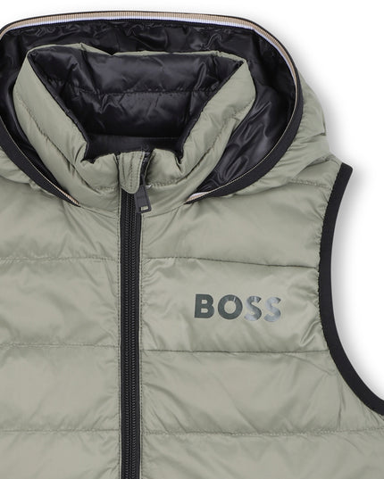 Kids atelier-Boss-Green Reversible Puffer Jacket