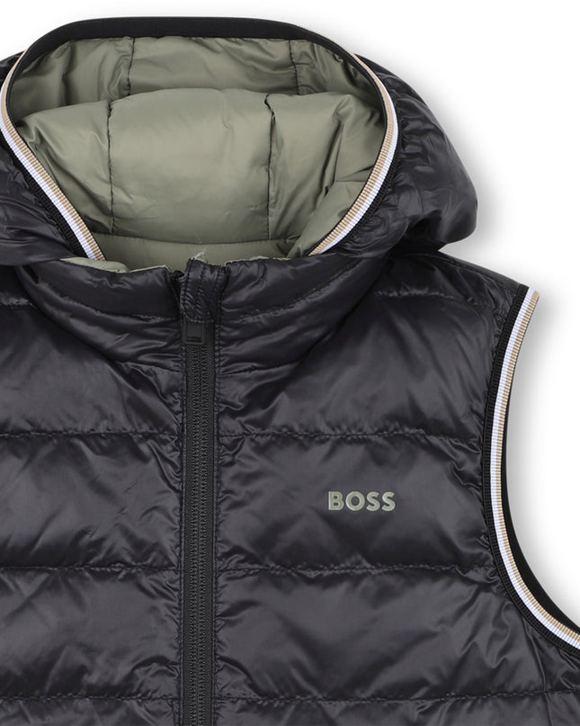 Kids atelier-Boss-Green Reversible Puffer Jacket