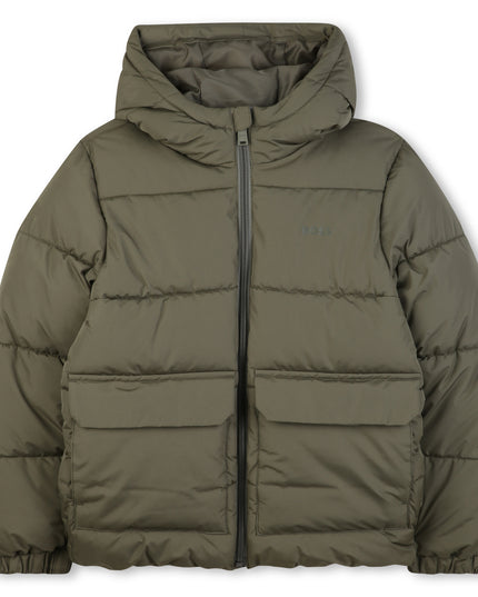 Kids Atelier-Boss-Olive Green Hooded Puffer Coat