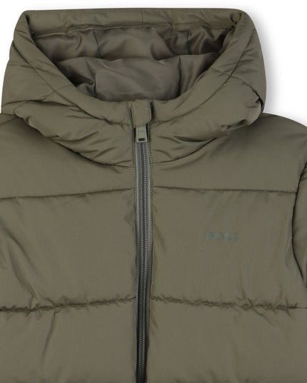 Kids Atelier-Boss-Olive Green Hooded Puffer Coat
