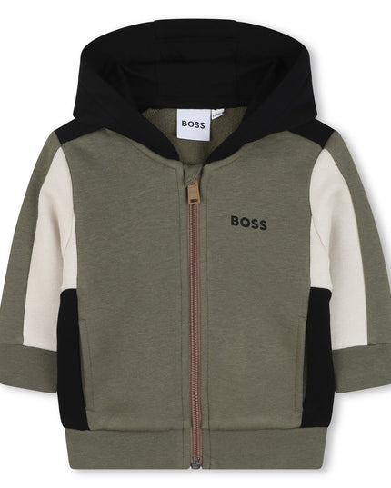 Kids Atelier-Boss-Khaki Green Cardigan