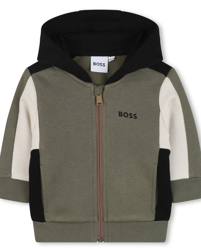 Kids Atelier-Boss-Khaki Green Cardigan