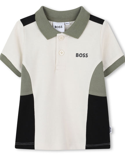 Kids Atelier-Boss-Ivory Color Short Sleeve Polo Shirt
