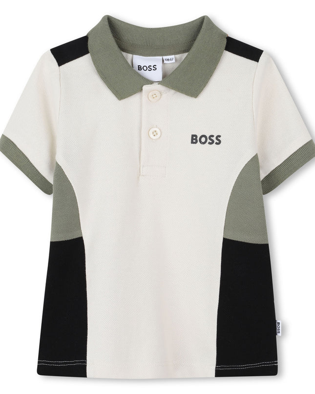Kids Atelier-Boss-Ivory Color Short Sleeve Polo Shirt