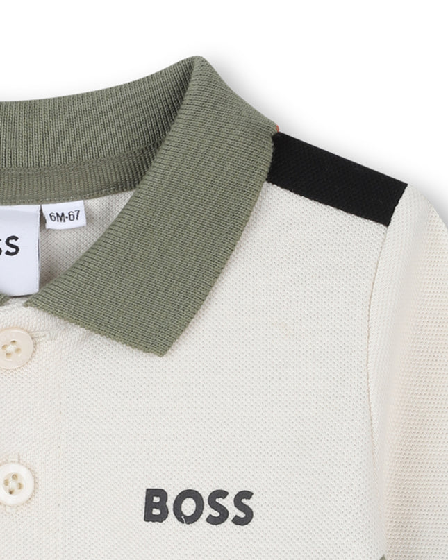 Kids Atelier-Boss-Ivory Color Short Sleeve Polo Shirt