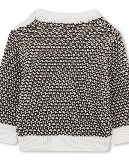 Kids Atelier-Boss-Baby Boys Black, Beige & Ivory Logo Knitted Jumper