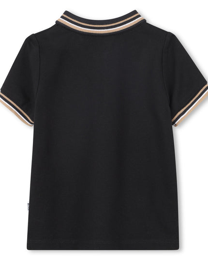 Kids atelier-Boss-Black Short Sleeve Polo Shirt