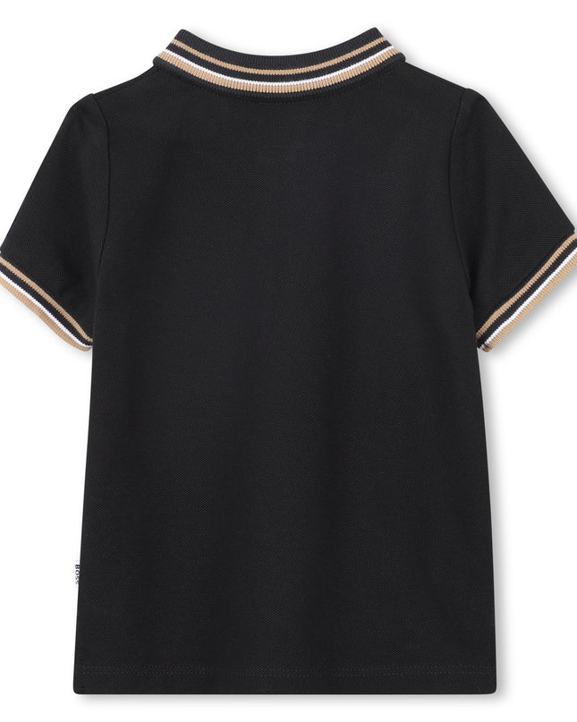 Kids atelier-Boss-Black Short Sleeve Polo Shirt