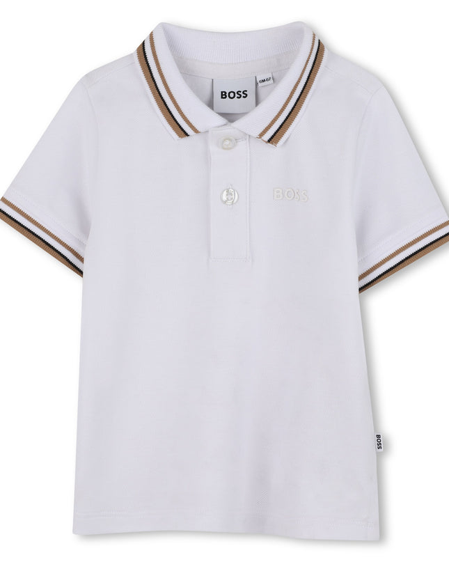Kids Atelier-Boss-White Short Sleeve Polo Shirt