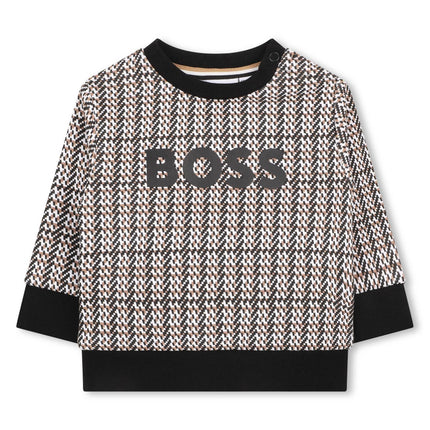 Kids Atelier-Boss-Black Check Logo Sweatshirt