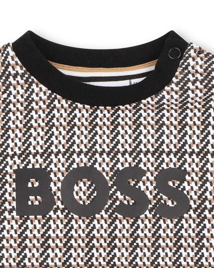 Kids Atelier-Boss-Black Check Logo Sweatshirt