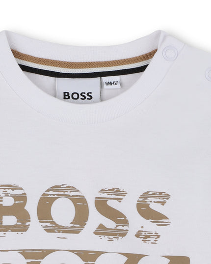Kids atelier-Boss-Ivory Long Sleeve T-Shirt