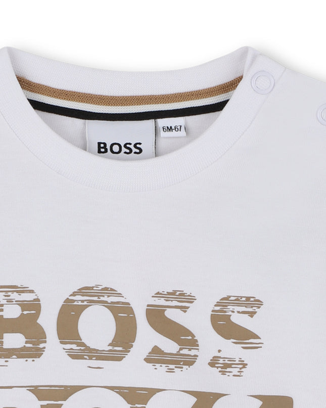 Kids atelier-Boss-Ivory Long Sleeve T-Shirt
