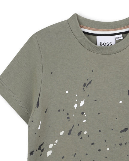 Kids atelier-Boss-Olive Green Short Sleeve T-Shirt