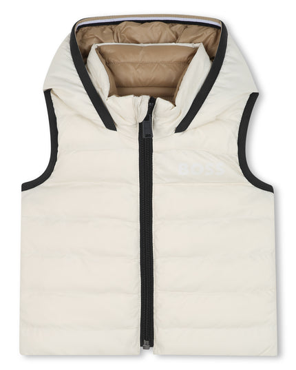Kids Atelier-Boss-Beige Puffer Sleeveless  Jacket