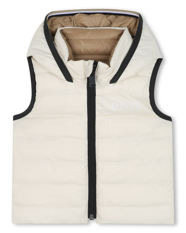 Kids Atelier-Boss-Beige Puffer Sleeveless  Jacket