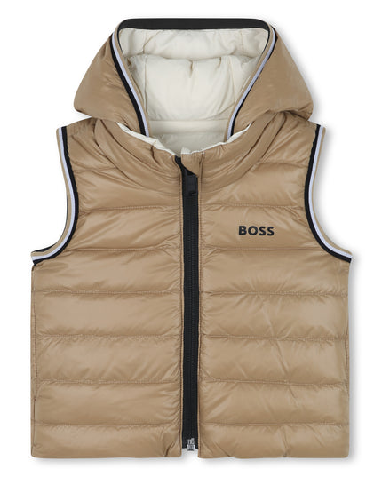 Kids Atelier-Boss-Beige Puffer Sleeveless  Jacket