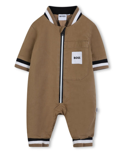 Baby Boys Brown Logo Romper