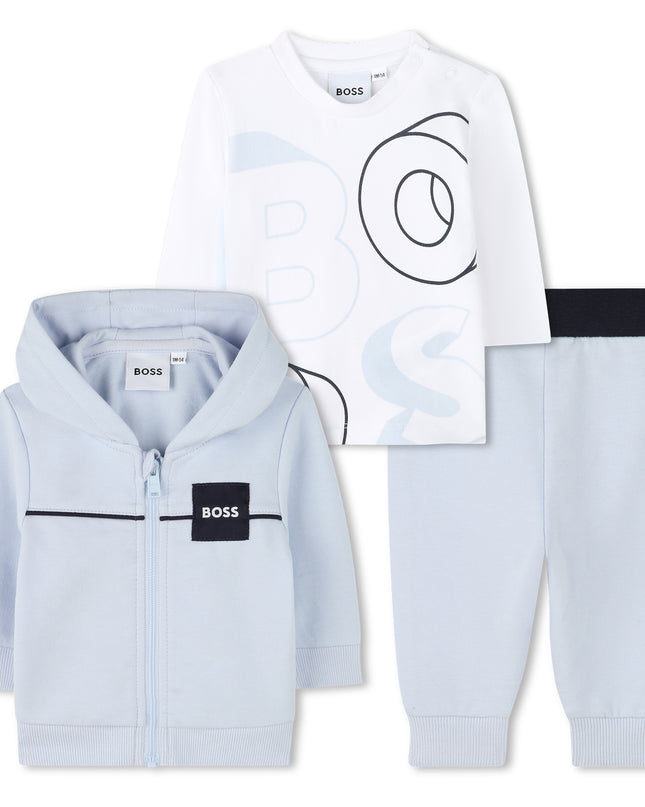 Kids Atelier-Boss-Baby Boys Blue & White Logo Tracksuit Set