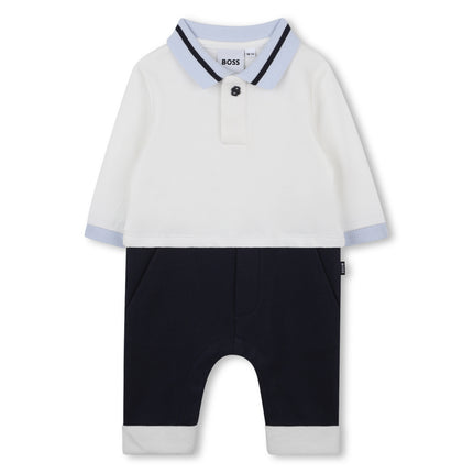 Kids Atelier-Boss-Baby Boys Ivory & Navy Blue Romper