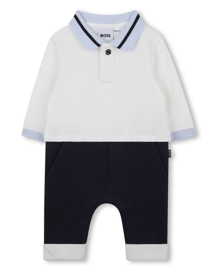 Kids Atelier-Boss-Baby Boys Ivory & Navy Blue Romper