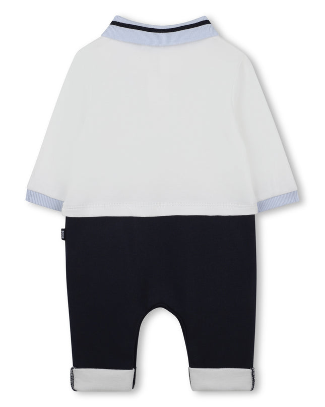 Kids Atelier-Boss-Baby Boys Ivory & Navy Blue Romper