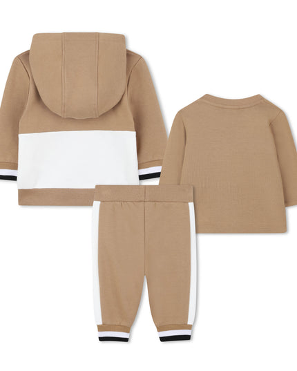 Kids Atelier-Boss-Baby Boys Beige Logo Tracksuit Set