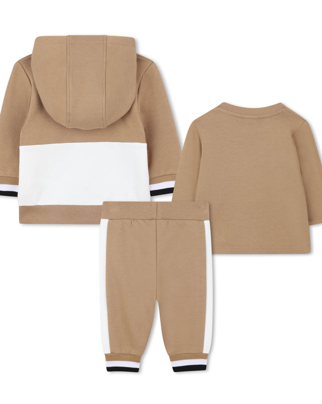 Kids Atelier-Boss-Baby Boys Beige Logo Tracksuit Set