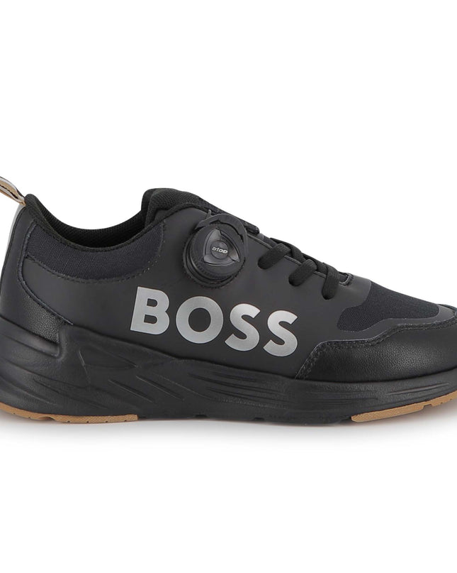 Kids atelier-Boss-Boys Black Logo trainers