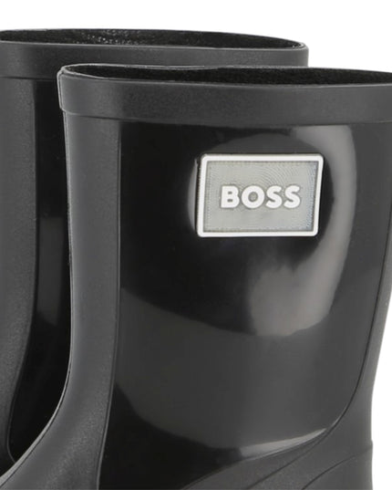 Kids Atelier-Boss-Boss Kids Black Rain Boots with Applique