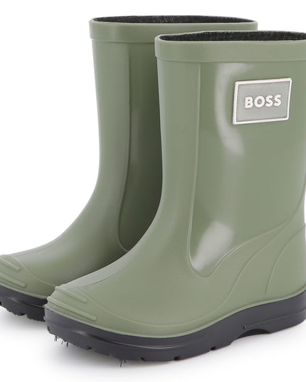 Kids Atelier-Boss-Boss Kids Green Rain Boots with Applique
