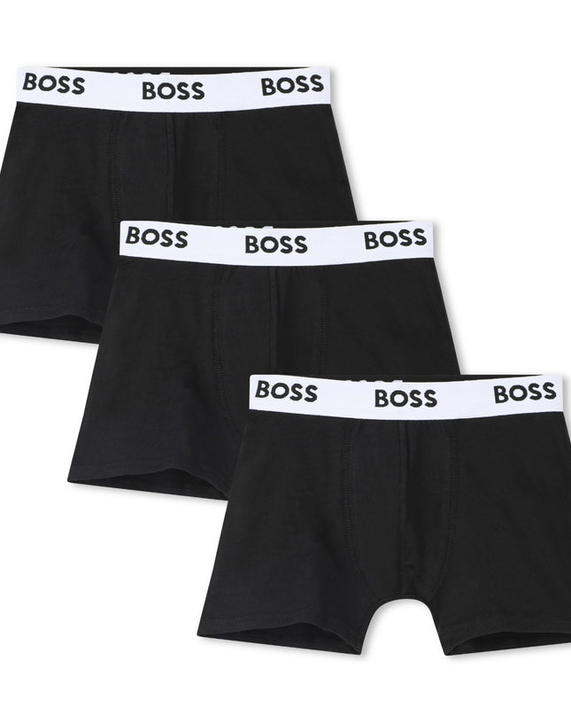 kids atelier boss Black 3-Pack Logo Boxer Trunks