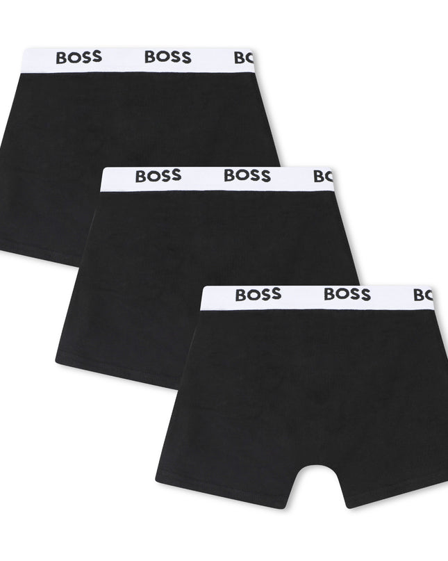kids atelier boss Black 3-Pack Logo Boxer Trunks