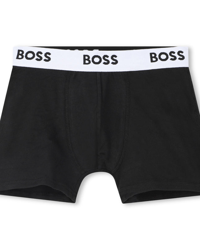 kids atelier boss Black 3-Pack Logo Boxer Trunks