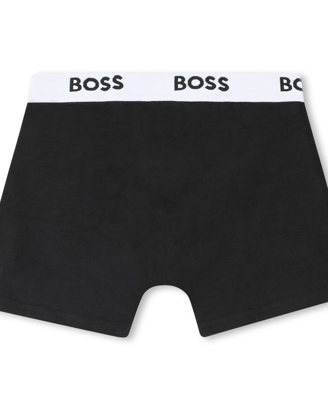 kids atelier boss Black 3-Pack Logo Boxer Trunks