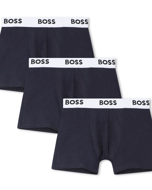 kids atelier boss Navy 3-Pack Logo Boxer Trunks